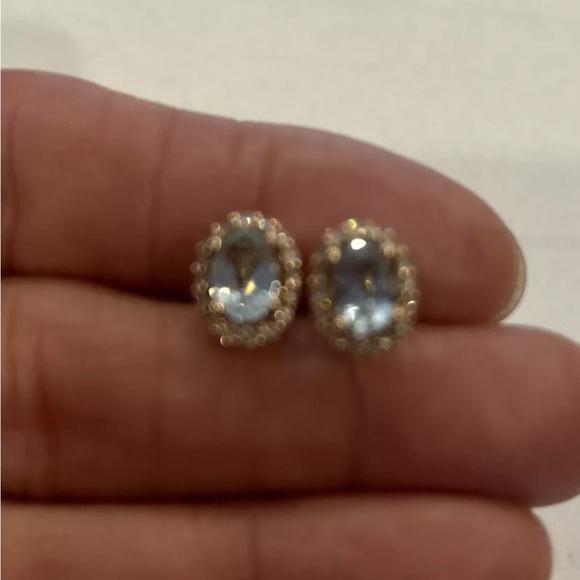 Le Vian 14K Strawberry Rose Gold Aquamarine & Diamond Halo Stud Earrings - Picture 6 of 14